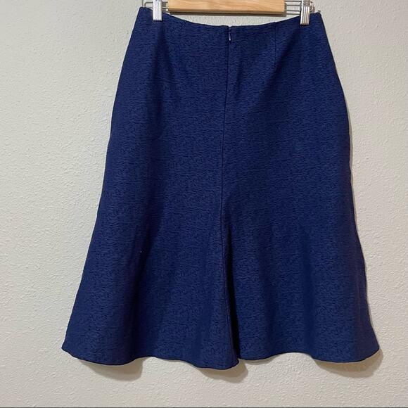 Cabi Blue Heathered Tulip Fluted Skirt Womens 4 Preppy Academia Modest - Picture 8 of 8
